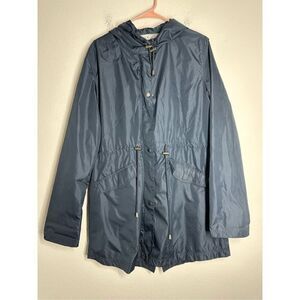 Serra Women's Blue Hooded Windbreaker Zip Up Jacket Plus Size L Lined